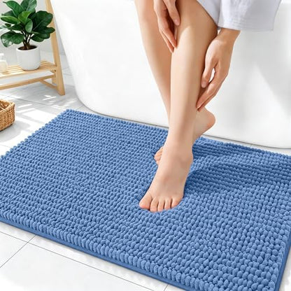 OLANLY Thick Chenille Absorbent Bathroom Rugs Mat 36x24, Cornflower Blue by OLANLY