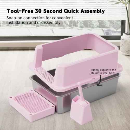 RIZZARI Stainless Semi-Closed Litter Box: High-Sided Open - Image 6