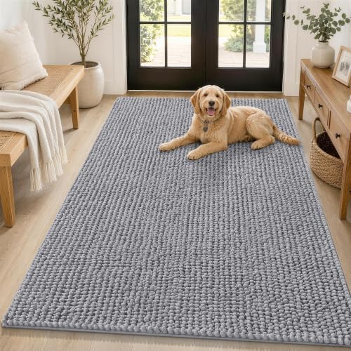 Smiry Dog Door Mat for Muddy Paws 70x46, Ultra Absorbent Chenille Doormat by Smiry