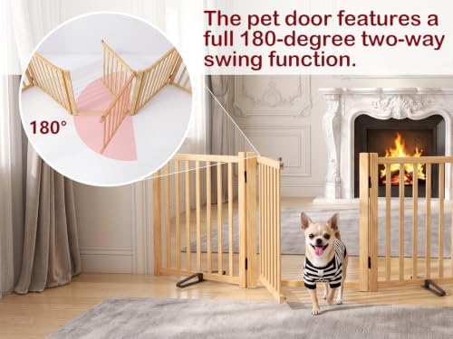 Wooden Freestanding Folding Dog Gate Indoor - Image 2