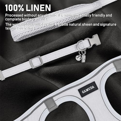 GAMUDA Small Pet Harness Collar and Leash Set, Step in No Chock No Pull Linen - Image 2