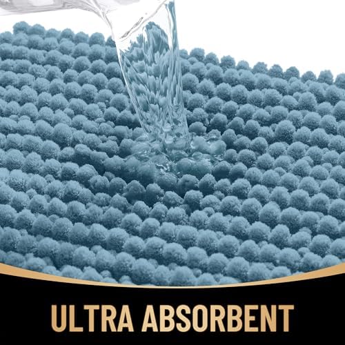 OLANLY Thick Chenille Large Bathroom Rugs Mats 59x35, Airy Blue - Image 3