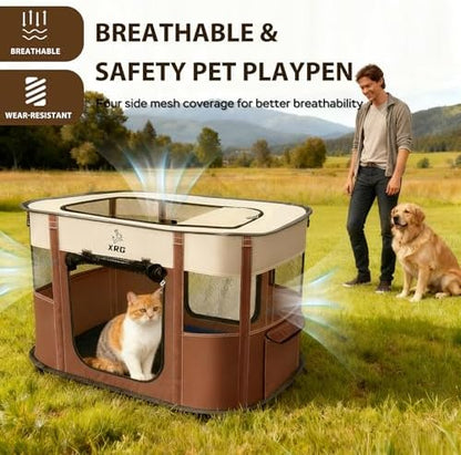 XRG Foldable Pet Playpen, Indoor Cat cage Puppy Crates M - Image 4