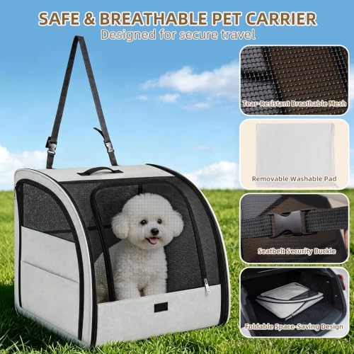 Dog Car Seat for Small Medium Dogs & Cats, Soft-Sided - Image 3