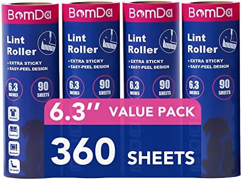 Extra Sticky Large Surface Lint Roller, 6.3''Wide Roller by BomDa