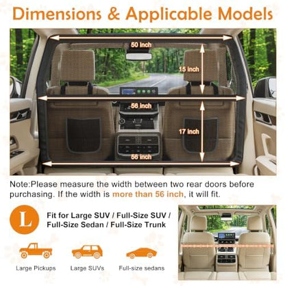 Dog Car Barrier, 56 Inch Wide Coverage Dog Barrier - Image 7