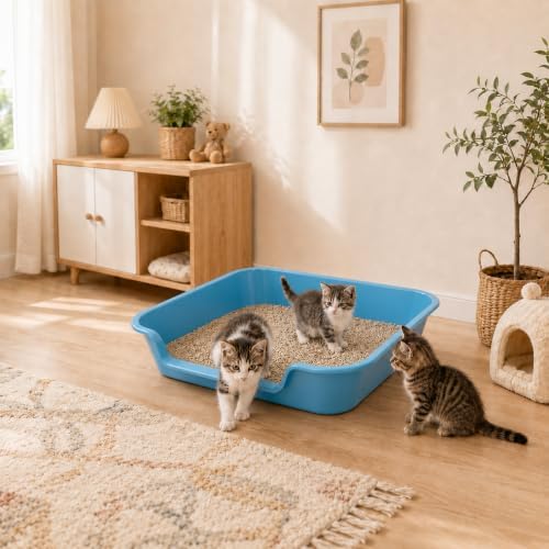 Extra Large Low Entry ABS Cat Litter Box, Light Blue, 1 Pack - Image 4