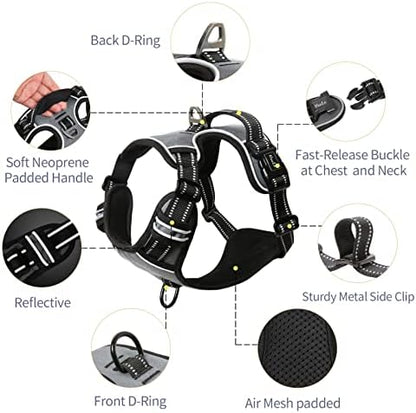 HEELE Dog Harness, No Pull Adjustable Padded Reflective Harness - Image 2