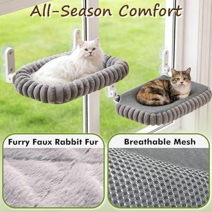 Zoratoo 2PC Cloud-Cuddle Cat Window Perch, Foldable Cat Hammock, M Grey - Image 7