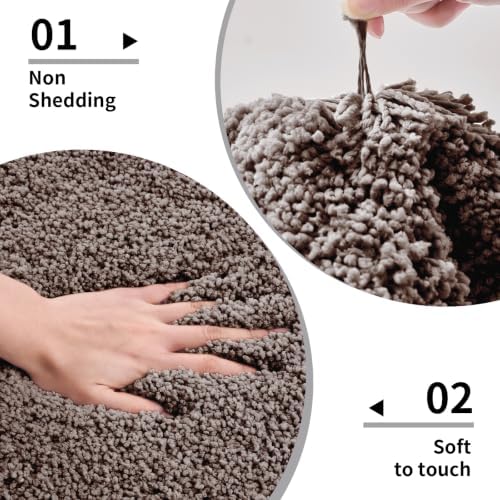 Disolla Taupe Grey Bathroom Rugs 17x24, Non-Slip Plush Small Bath Mat - Image 4