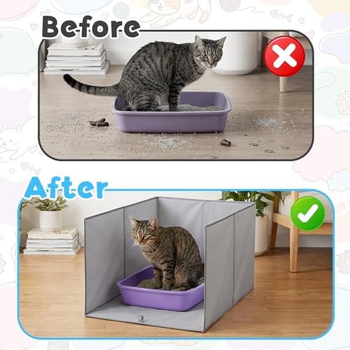 Cat Litter Box Enclosure with Splash Guard and Removable Mat, Easy Clean Pee - Image 4