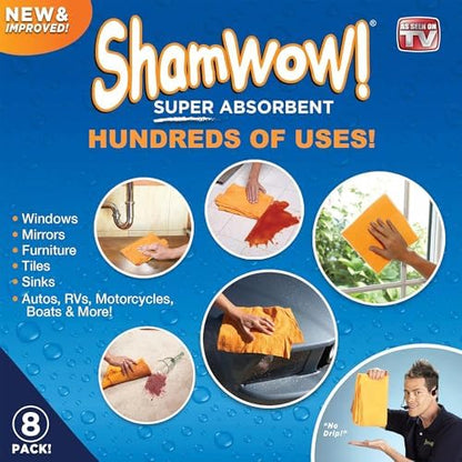 ShamWow Shammy Cloth 8-Pack, Super Absorbent Chamois Towel - Image 4