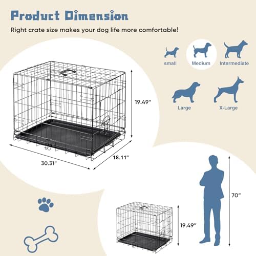 DUMOS Dog Crate, 30 Inch Small Medium Single Door Folding Dog Cage - Image 5