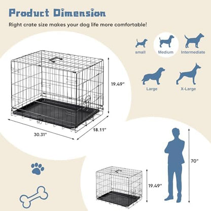 DUMOS Dog Crate, 30 Inch Small Medium Single Door Folding Dog Cage - Image 5