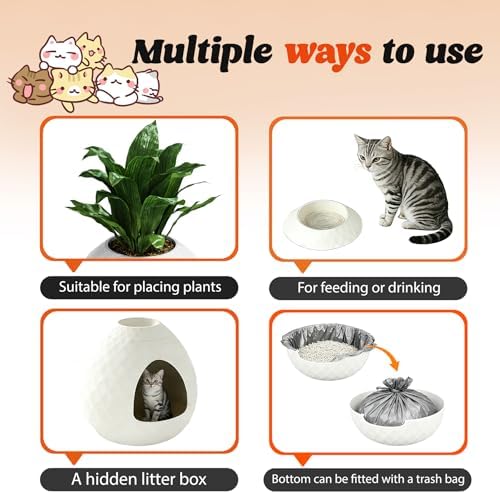 Plant Litter Box Egg-Shaped, Hidden Cat Litter Box Enclosure - Image 4