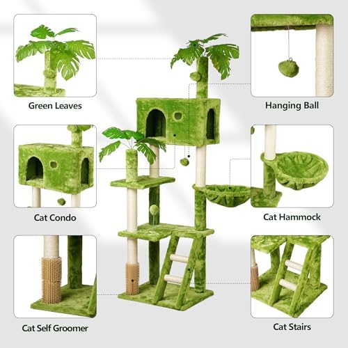 Meecal 65in Tall Cat Tree with Leaves - Image 2