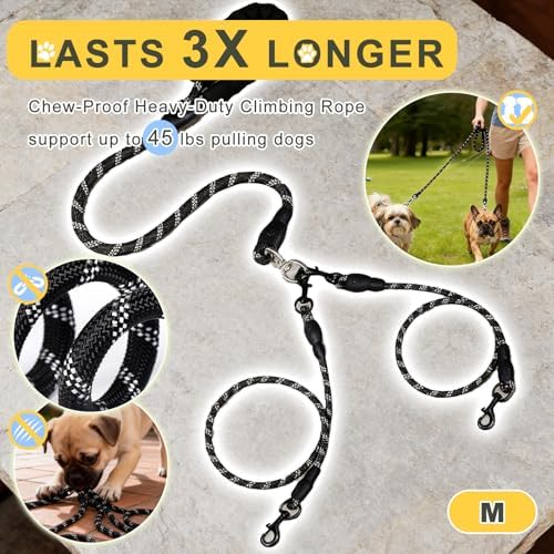 Dual Dog Leash - 360° Swivel No Tangle Walking Leash, Detachable Design - Image 4