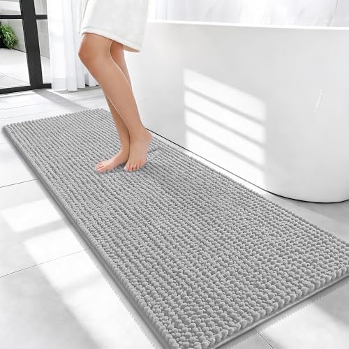 OLANLY Thick Chenille Bathroom Runner Rugs Mats 47x20, Light Grey by OLANLY