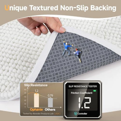 Ophanie White Bathroom Rugs Sets 2 Piece, Soft Chenille Bath Mat, Non Slip - Image 3