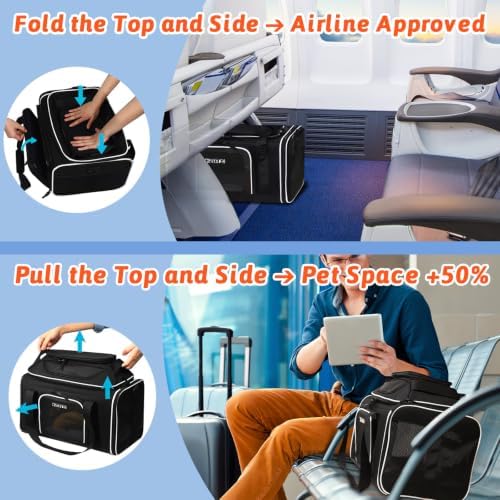Petskd Top and Side Expandable Small Pet Carrier Airline Approved - Image 2