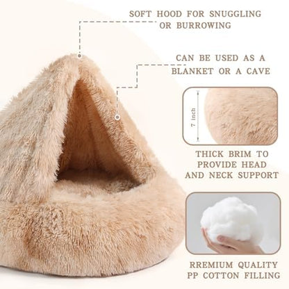 NOYAL Calming Donut Dog Bed, Hooded Cave - Image 3