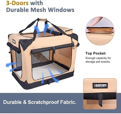 JESPET 3 Door Portable Collapsible Soft Dog Crate Carrier - Image 2