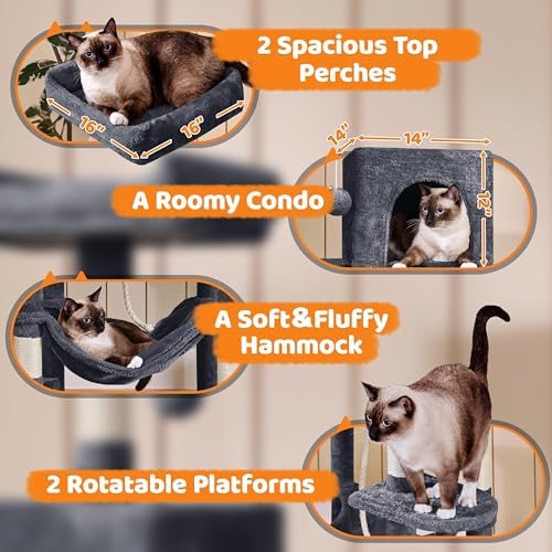 Yaheetech 59in Cat Tree for Large Cats, Condo Tower - Image 3