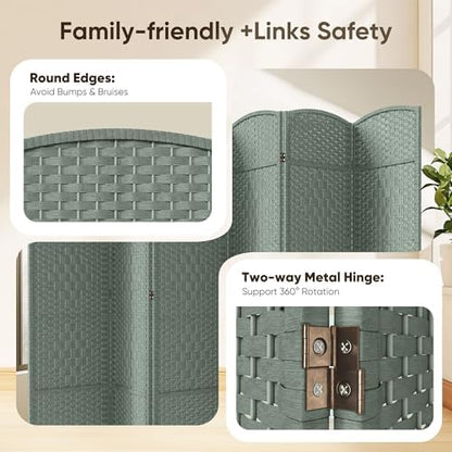 JOSTYLE Rattan Room Divider, 6-Panel Folding Privacy Screen 6ft. Extra Wide - Image 6