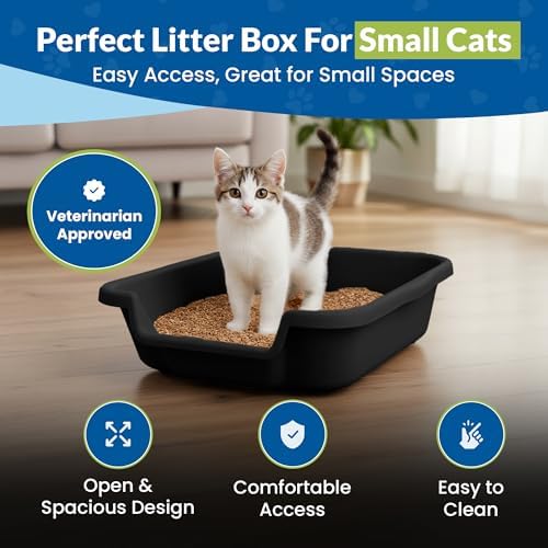 KittyGoHere Senior Cat Litter Box, Small Pan, 2 Pack Black - Image 2