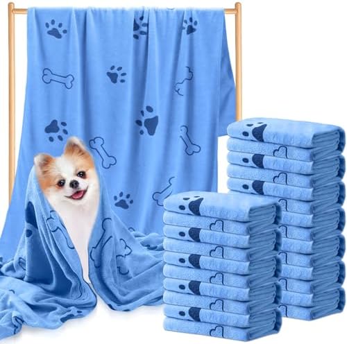 Tatuo 12 Pcs Dog Grooming Towels 28 x 55 Inch Microfiber Drying Pet Bath Towels by Tatuo