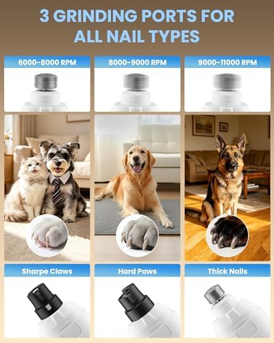 Dog Nail Grinder with New LCD Display, 25dB Quiet 6-Speed Dog Nail Trimmer - Image 5