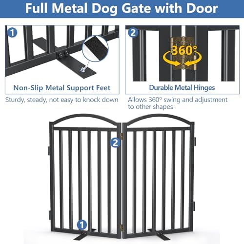 Malier Metal Freestanding Dog Gates, Outdoor Indoor Dog Fences, Extra Wide - Image 4