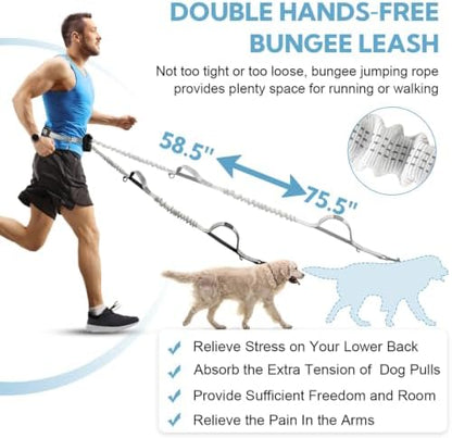 Hands Free Dog Leash with Pouch, Retractable Bungee with Double Padded Handles - Image 4