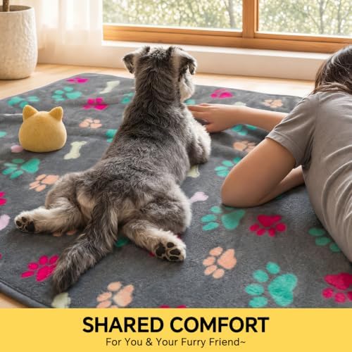 Luciphia 1 Pack 3 Blankets Fluffy Premium Fleece Pet Blanket Flannel Paw - Image 3
