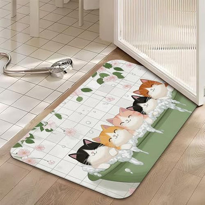 Diatomaceous Bathroom Rugs, Cute Cats Bathroom Decor, Quick Dry Easy to Clean - Image 5