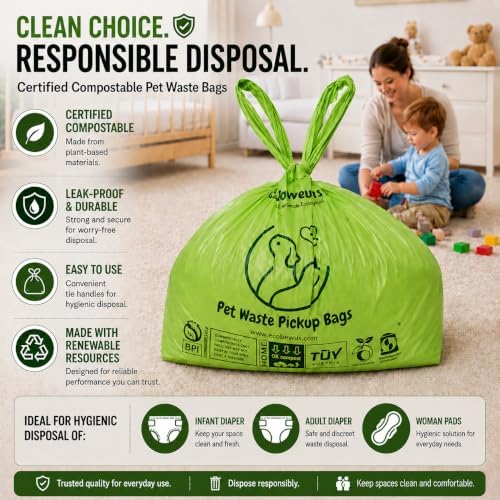 Certified Compostable Pet Waste Disposal Bag Plant-Based Cat Litter Poop Waste - Image 6