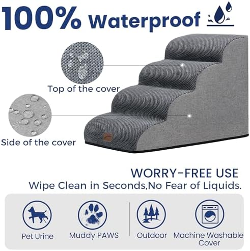 GoGoBunny Dog Stairs for High Bed, 19.7" H 4-Step Ramp Dog Steps - Image 6