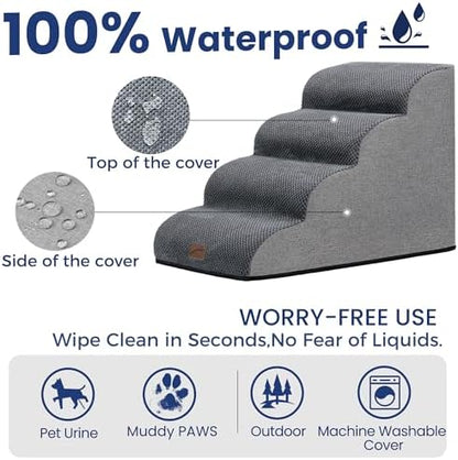 GoGoBunny Dog Stairs for High Bed, 19.7" H 4-Step Ramp Dog Steps - Image 6