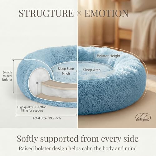 nononfish Fluffy Donut Dog Bed for Small Dogs, Cozy Plush Pet Bed - Image 4