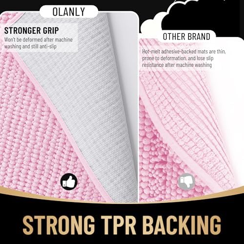 OLANLY Thick Chenille Bathroom Runner Rugs 44x24, Absorbent Bath Mat - Image 5