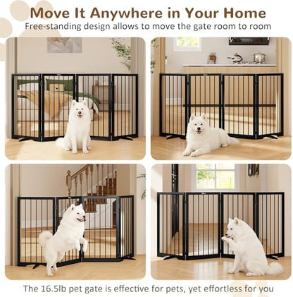 32" Extra Tall Free Standing Dog Gate Indoor, Foldable Pet Gate - Image 3