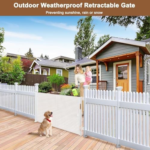 100" Wide Weatherproof Outdoor Retractable Gate, Extra Long Baby Gate - Image 2