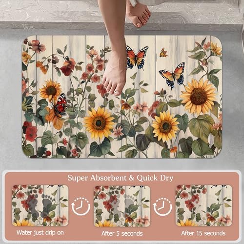 Vintage Flower Bathroom Rugs, Bath Mats - Image 3