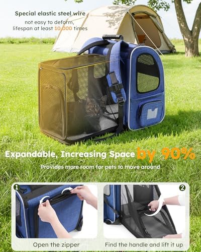 pecute Cat Backpack Visiable, Cat Carrier Expandable - Image 2