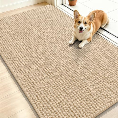 Smiry Dog Door Mat for Muddy Paws 48x30, Ultra Absorbent Chenille Doormat by Smiry