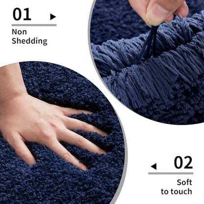 Disolla Navy Blue Bathroom Runner Rug 24x59, Soft Plush Large Bath Mat - Image 4
