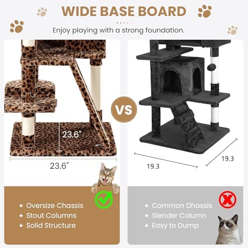 SHA CERLIN 65in Larger Cat Tree Tower Condo - Image 6