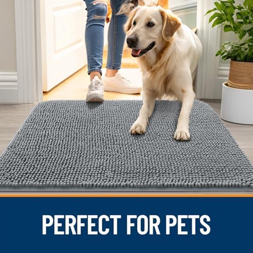 OLANLY Dog Door Mat for Muddy Paws 40x24, Super Absorbent Chenille Mud Mat - Image 6