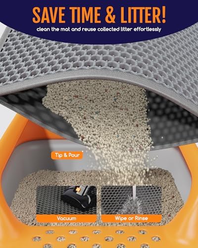 Powools Cat Litter Mat, Double-Layer, 23.2 x 14.6 in, Urine-Proof - Image 4