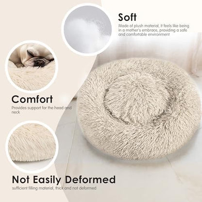 28in Large Dog Bed, Calming Donut Bed - Image 4